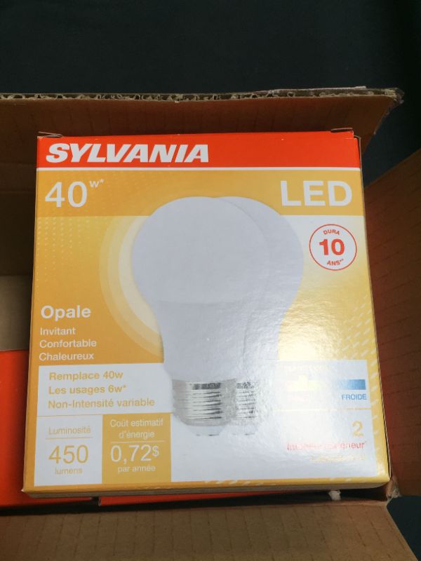 Photo 2 of 12 pack, Sylvania LED Light Bulb -  6 watt - 120 volt - A19 - Medium Screw (E26) Base - 2,700K - Warm White - Frosted - Contractor Series