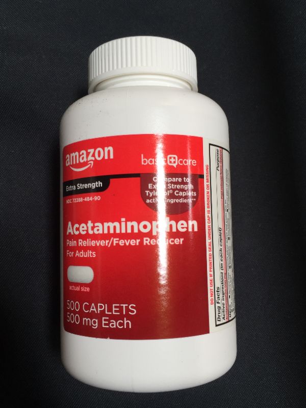 Photo 3 of Amazon Basic Care Extra Strength Pain Relief, Acetaminophen Caplets, 500 mg, 500 Count (Pack of 1)
EXP 11/2022
