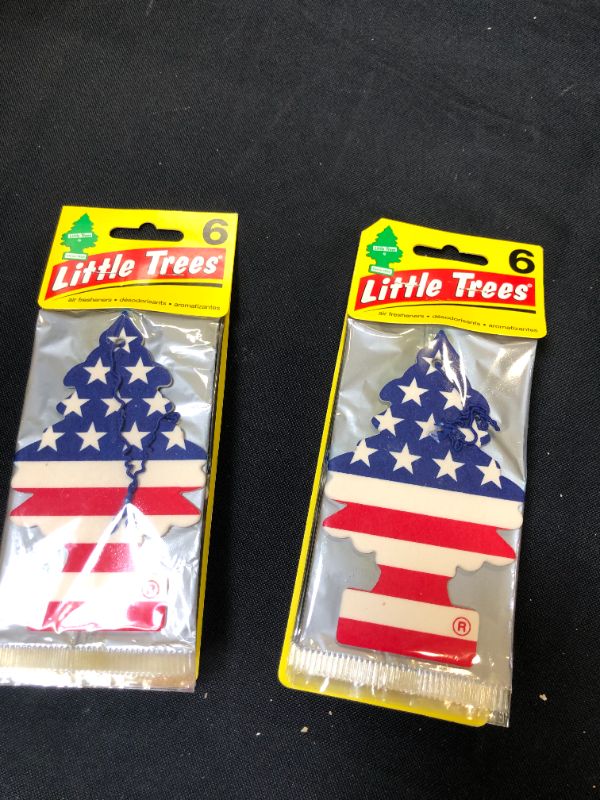 Photo 2 of 2 packs of LITTLE TREES Car Air Freshener | Hanging Paper Tree for Home or Car | Vanilla Pride | 6 Pack
