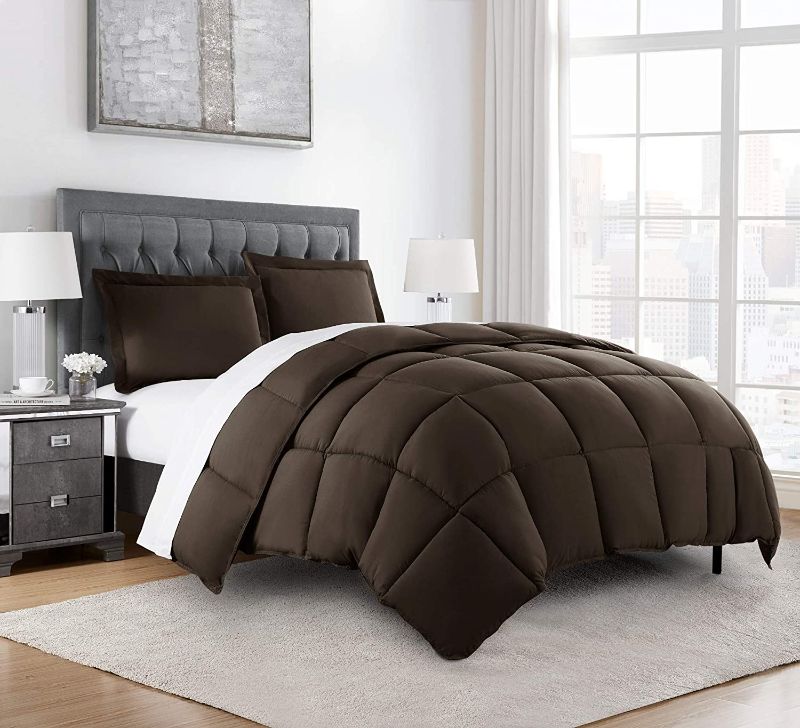 Photo 1 of Chezmoi Collection 3-Piece Down Alternative Comforter Set (Queen, Chocolate)
