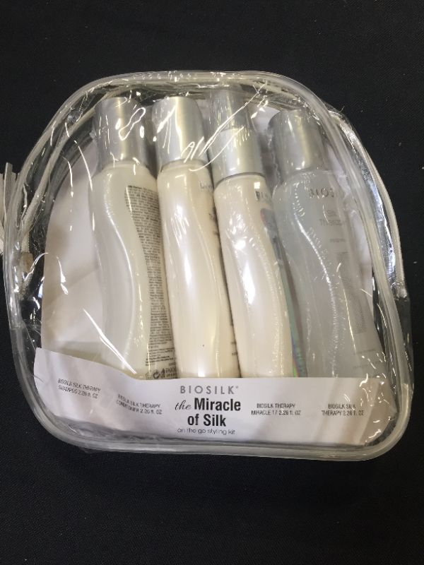 Photo 2 of Biosilk The Miracle of Silk Kit | Contains Silk Therapy Shampoo, Conditioner, Original Leave-In Treatment, Miracle 17 Leave-In Treatment | 2.26 Ounces Each | On the Go Styling Kit 
