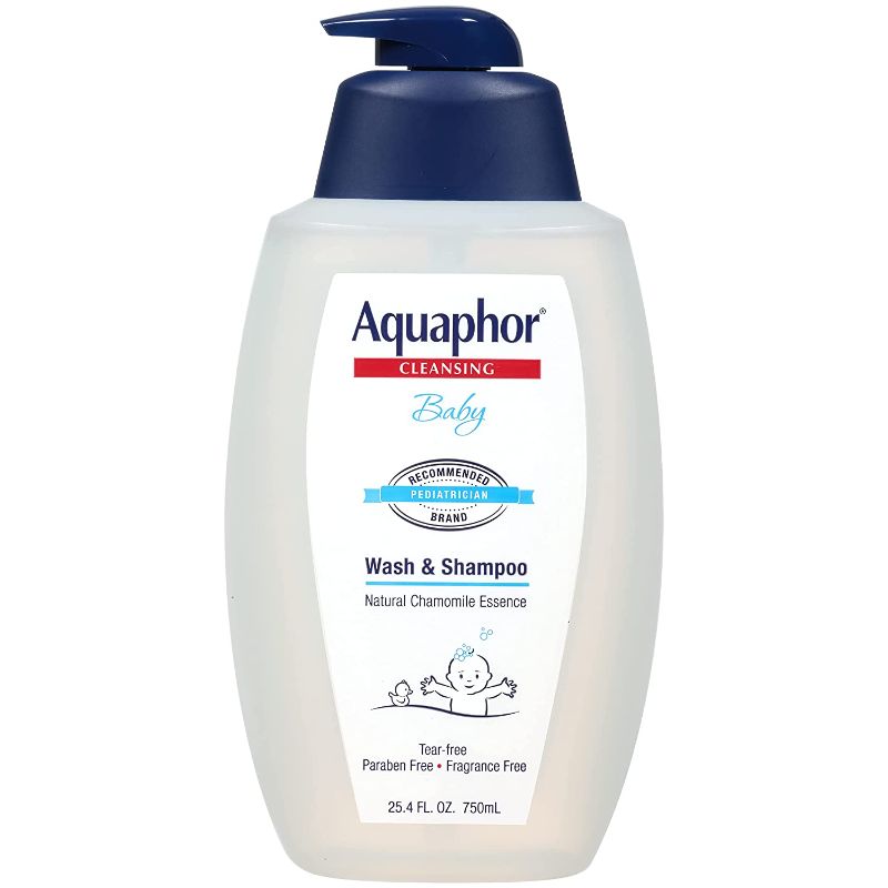 Photo 1 of Aquaphor Baby Wash and Shampoo, Unscented Baby Shampoo and Wash, 25.4 Fl Oz Pump Bottle
