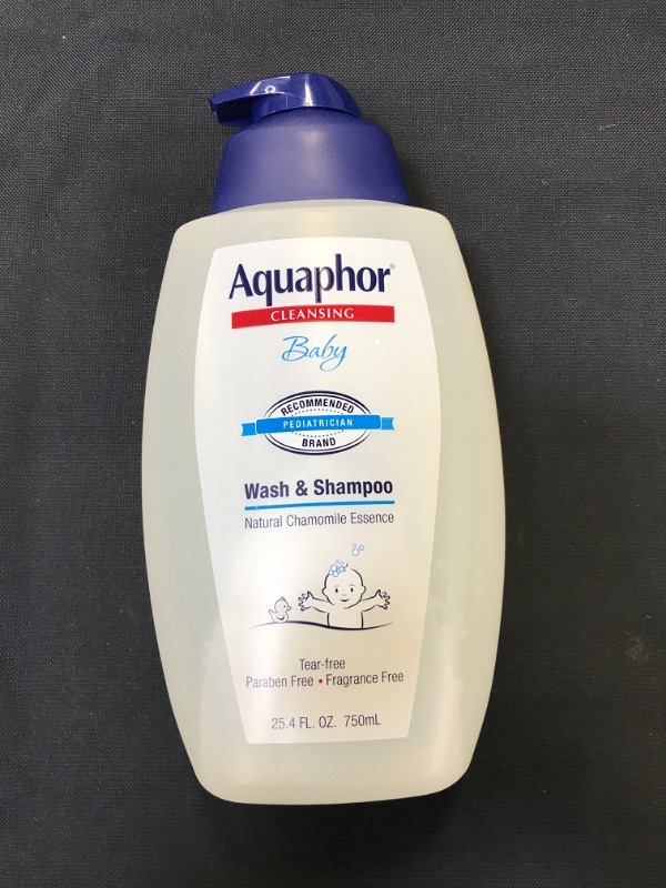 Photo 2 of Aquaphor Baby Wash and Shampoo, Unscented Baby Shampoo and Wash, 25.4 Fl Oz Pump Bottle
