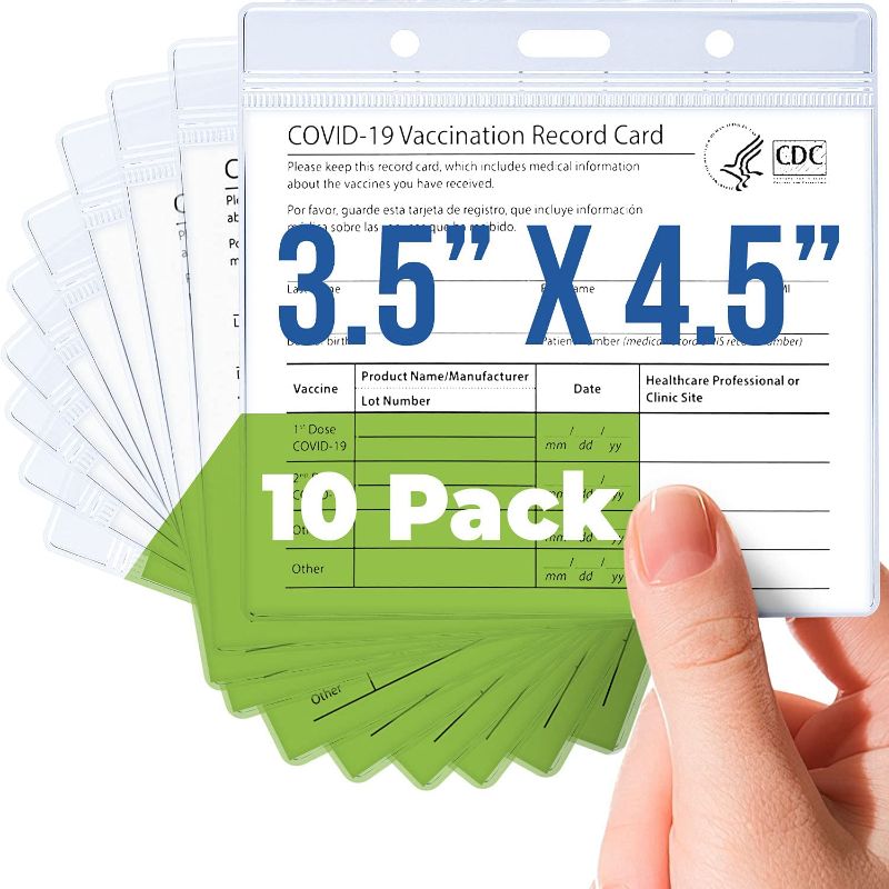 Photo 1 of  Plastic Covers for Vaccine Cards, 10 | 3.5"x 4.5" Immunization Card Holder 