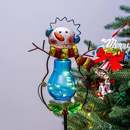 Photo 1 of Christmas Garden Stake Decor Blue Cute Snowman Yard Stakes with LED Lights for Home Outdoor Yard Lawn Landscape Christmas Holiday Winter Decoration,Blue Snowman
