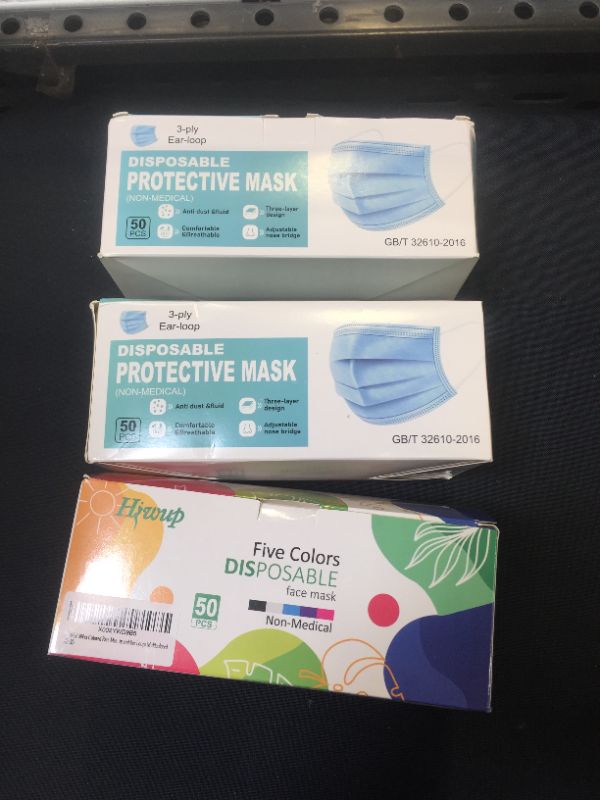 Photo 1 of DISPOSABLE FACE MASKS 50 CT 3 PCK