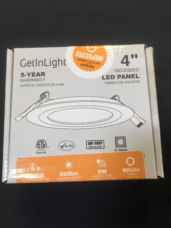 Photo 2 of GetInLight Slim Dimmable 4 Inch LED Recessed Lighting, Round Ceiling Panel, Junction Box Included, 3000K(Soft White), 9W(45W Equivalent), 600lm, White Finished, cETLus Listed, IN-0303-2-WH-30
