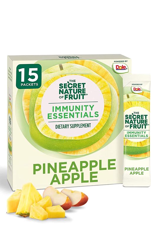 Photo 1 of Pineapple Apple Immunity Essentials Antioxidant Fruit Powder Vitamin C Supplement, Zinc Supplement & Vitamin B6, 15 Immunity Support Drink Mix Packets by The Secret Nature of Fruit 2 PACK