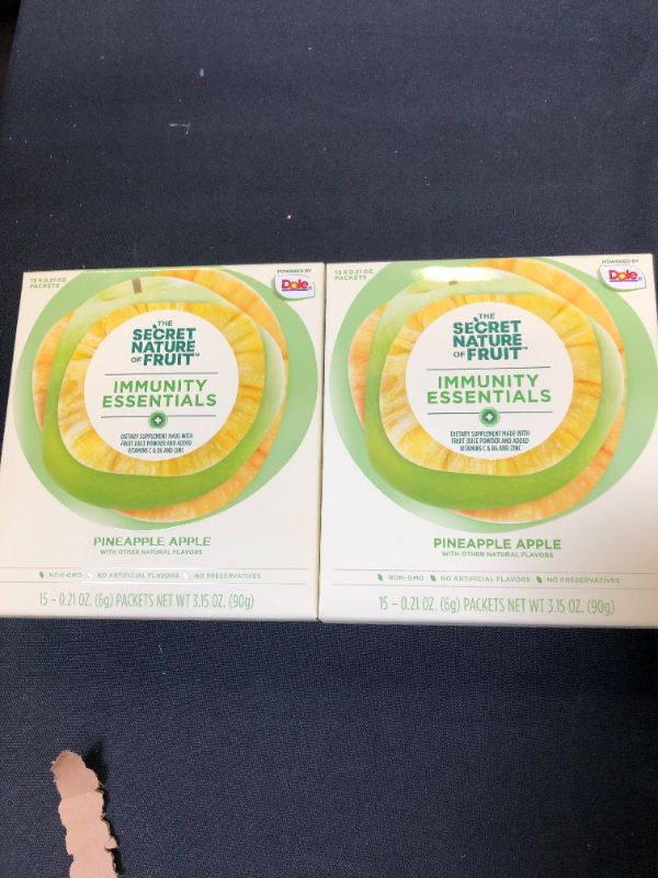 Photo 1 of Pineapple Apple Immunity Essentials Antioxidant Fruit Powder Vitamin C Supplement, Zinc Supplement & Vitamin B6, 15 Immunity Support Drink Mix Packets by The Secret Nature of Fruit 2 PACK