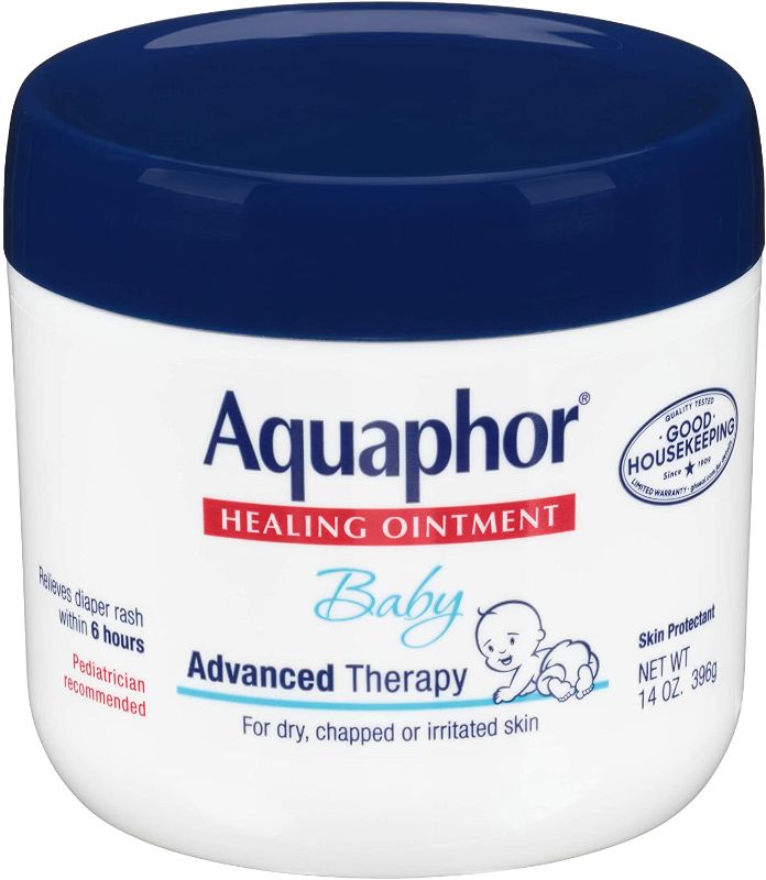 Photo 1 of Aquaphor Baby Healing Ointment Advanced Therapy Skin Protectant, Dry Skin and Diaper Rash Ointment, 14 Oz Jar exp 10/2023
