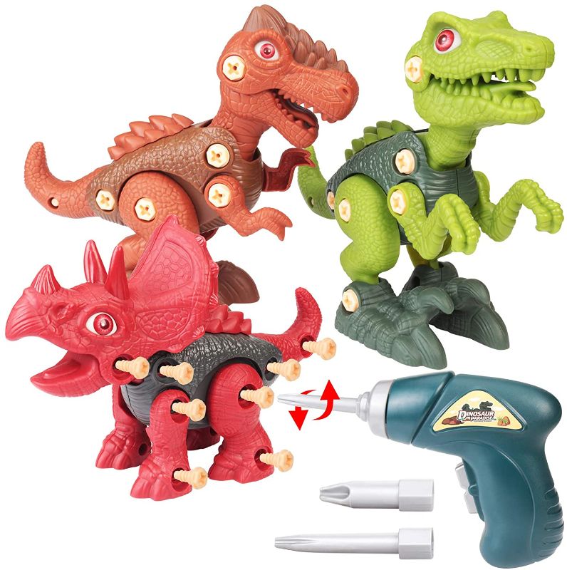 Photo 1 of Dinosaur Toys for 3 4 5 6 7+ Year Old Boys Girls, Naivtu Take Apart Dinosaur Toys for Kids 3-5, 5-7, STEM Construction Dinosaur Toys with Electric Drill, Birthday Dinosaur Toys

