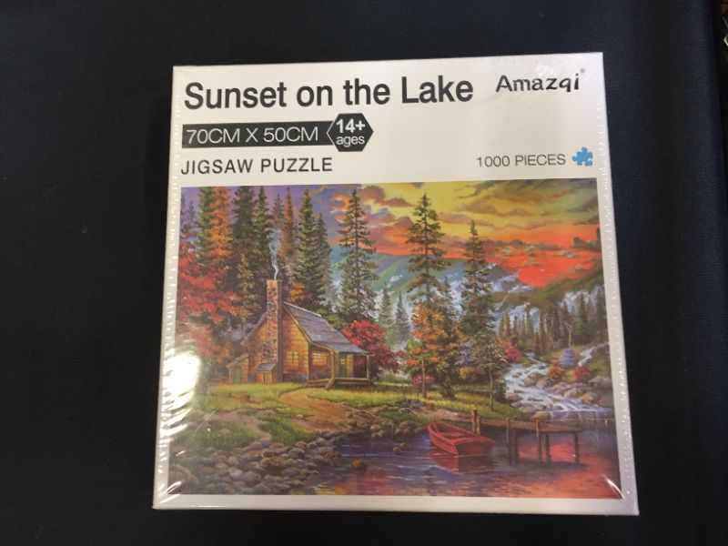 Photo 2 of Jigsaw Puzzles 1000 Pieces for Adults - Lakeside Sunset Jigsaw Puzzle with Letters on Back - Premium Cardboard Perfect Interlocking Clear Printing?28×20In?
