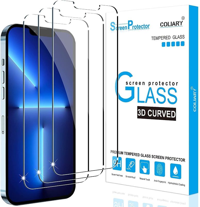Photo 1 of Glass Screen Protector Compatible with iPhone 13 / iPhone 13 Pro (6.1" Display, 2021 Released)- 3 Pack, 9H Tempered Glass Film, HD Clear, Bubble-Free Anti-Scratch for iPhone 13/13 Pro 5G Screen Protector Work Most Case