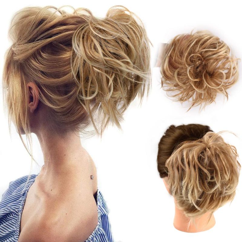 Photo 1 of Gx Beauty Tousled Updo Messy Bun Hair Piece With Elastic Rubber Band Extensions Hairpiece Synthetic Hair Extensions Scrunchies Updo Hairpiece for Women Daily Use (27T613#)
