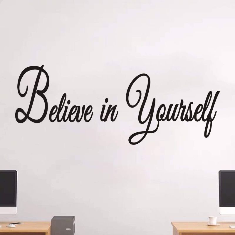 Photo 1 of AnFigure Inspirational Wall Decal, Office Wall Decals, Quote Gym Classroom School Living Room Bedroom Team Sports Fitness Work Teen Boys Girls Home Art Decor Vinyl Stickers Believe in Yourself 23"x9"
