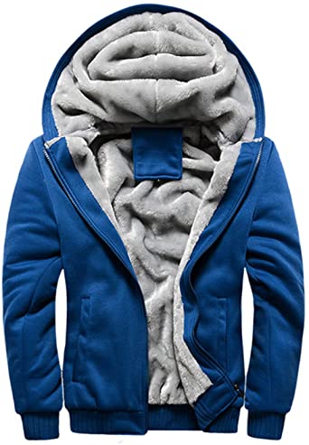 Photo 1 of Flygo Men’s Thickened Warm Fleece Hoodie Full Zip Sherpa Lined Sweatshirt Winter Jacket