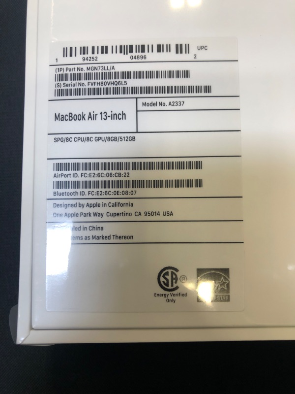 Photo 2 of 2020 Apple MacBook Air Laptop: Apple M1 Chip, 13” Retina Display, 8GB RAM, 512GB SSD Storage, Backlit Keyboard, FaceTime HD Camera, Touch ID. Works with iPhone/iPad; Space Gray
