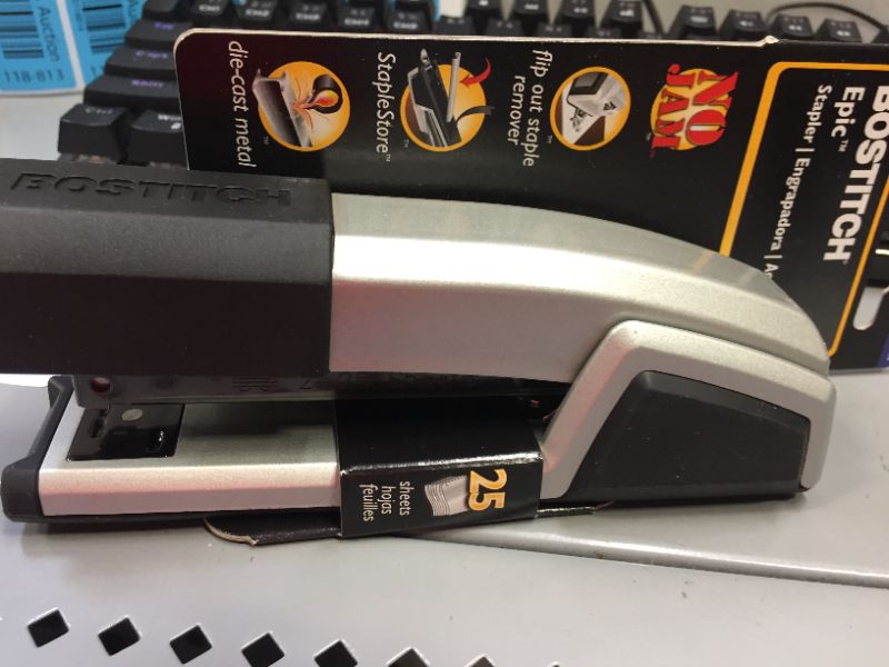 Photo 2 of Bostitch Epic Desktop Stapler, 25 Sheet Capacity, Silver (B777R-SLV)