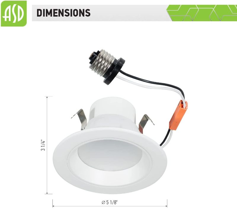 Photo 1 of ASD 7.5W = 50W Equivalent 4 Inch LED Recessed Lighting Downlight Retrofit 0-10V Dimmable 525 Lm 4000K (Bright Light) Commercial Indoor LED Ceiling Light UL Listed Energy Star Certified