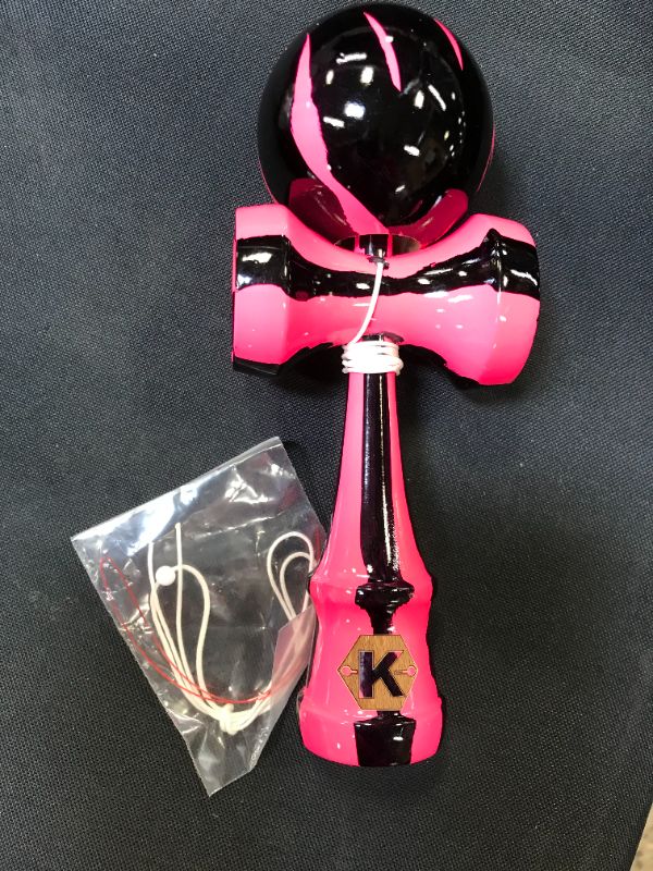 Photo 1 of Kendama Kraze Wood Toy - Extra String - Sweet Pink and Black Pro Model
