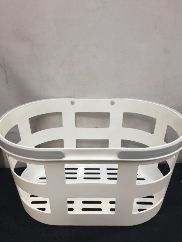 Photo 1 of Portable Shower Caddy Tote Plastic Basket with Handle Storage Organizer Bin for Bathroom, Pantry, Kitchen, College Dorm, 12 x 7.4 x 6.5 inch, White