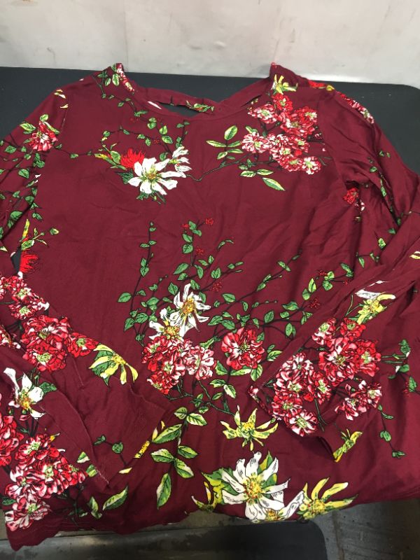 Photo 1 of womens xl long sleeve blouse with floral print and cross back 