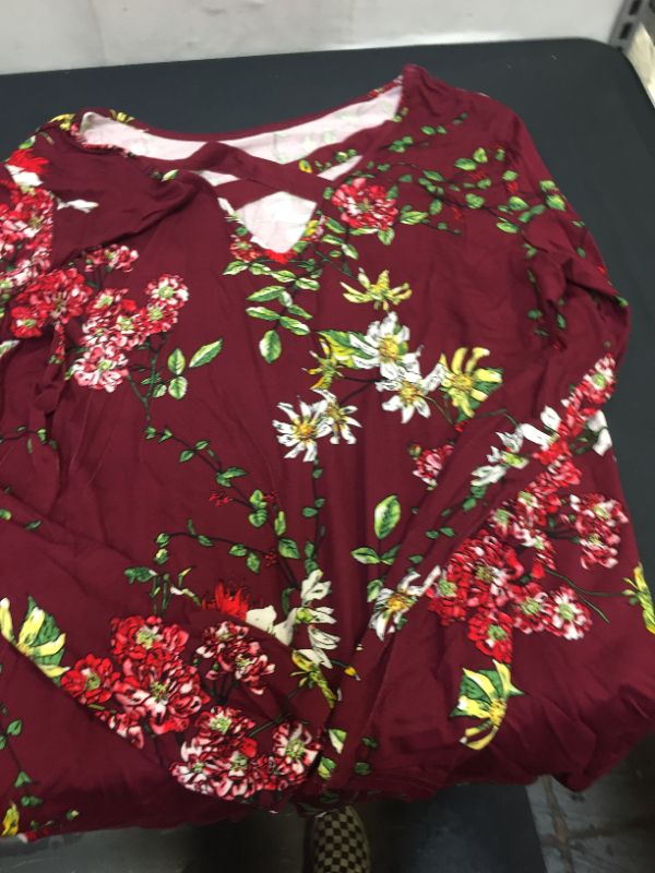 Photo 2 of womens xl long sleeve blouse with floral print and cross back 