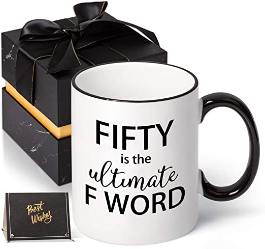 Photo 1 of 50th Birthday Gifts for Women and Men - Fifty The Ultimate F Word-Birthday Gift Ideas Funny for Mom Dad Husband Wife - 11 oz Coffee Mug for 50 Years Old (FACTORY SEALED)