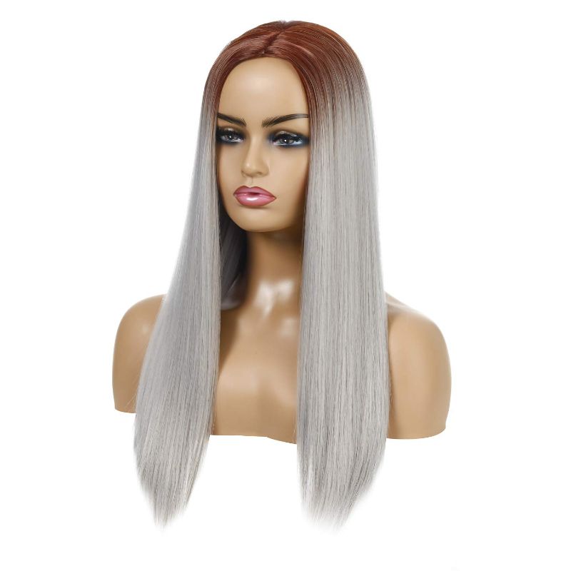 Photo 1 of GORWAVCI 26" Synthetic Wigs for Women NONE Lace Middle Parting Natural Looking Long Straight Cosplay Halloween Party Wig
