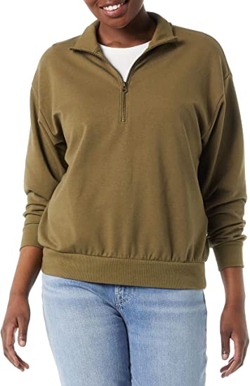 Photo 1 of Terry Cotton & Modal Oversized-Fit Quarter-Zip Women's Sweatshirt  SIZE XS
