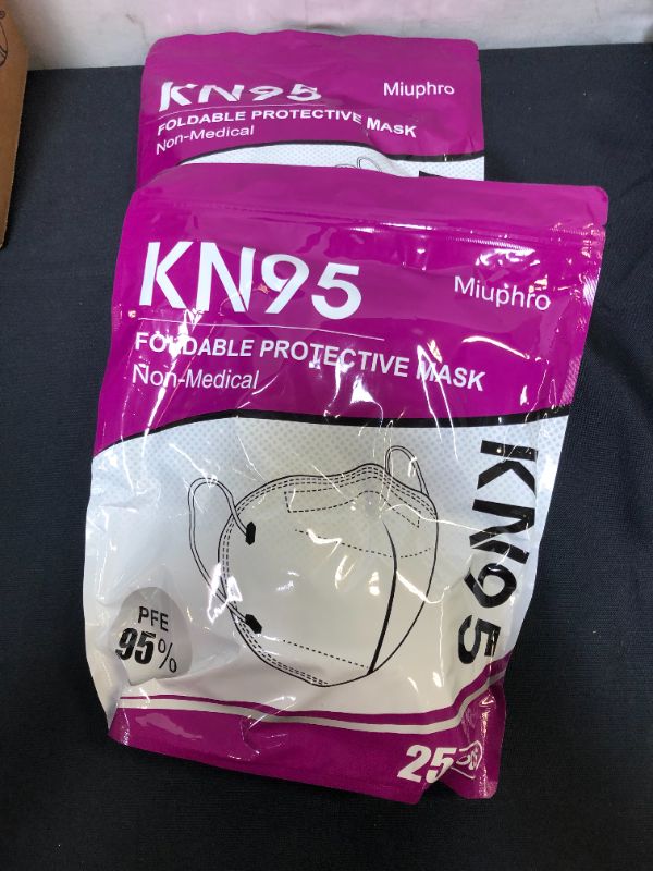 Photo 1 of 2 PACK - Miuphro KN95 Face Mask, 5-Layer Design Cup Dust Safety KN95 Masks 25 Pack, Yellow
