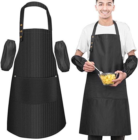 Photo 1 of Adjustable Striped Apron for Men with 2 Pockets,Barber/Salon Apron