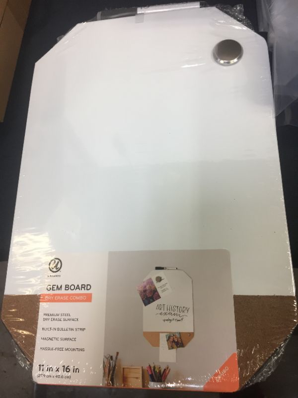 Photo 2 of 11" 16" Gem Board Dry Erase Combo White/Cork