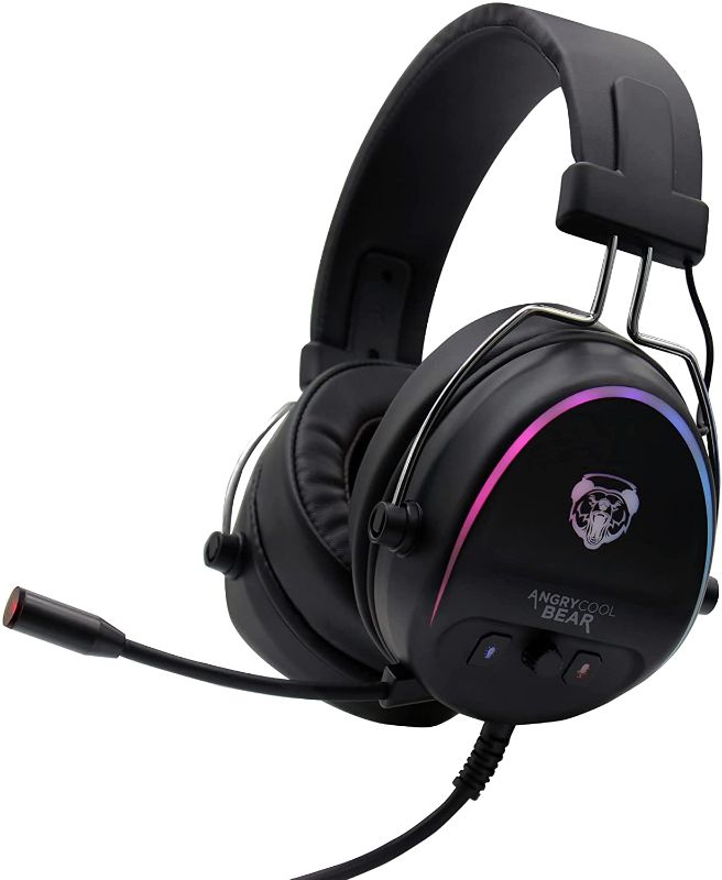 Photo 1 of AngryCoolBear Gaming Headset ACB-100 Pro. 50mm Drivers for Punchy bass and Gorgeous Detail, Flexible Noise-Cancelling mic, Super Soft Ear-Cushions. 3.5mm for Xbox, PS4, PS5, PC and More.
