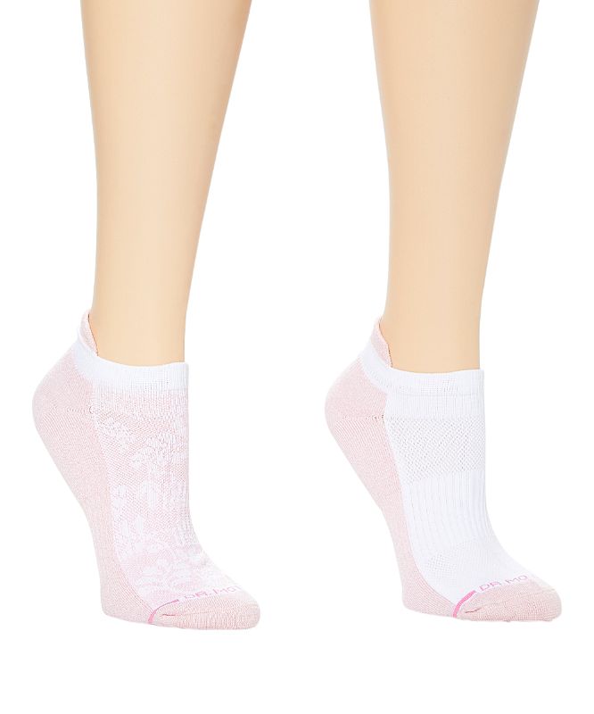 Photo 1 of Dr. Motion Women's 2PK Dr. Motion Compression Low Cut Socks Sockshosiery, Pale Salmon/White Tri Color Dots, SOCK SIZE 9-11
