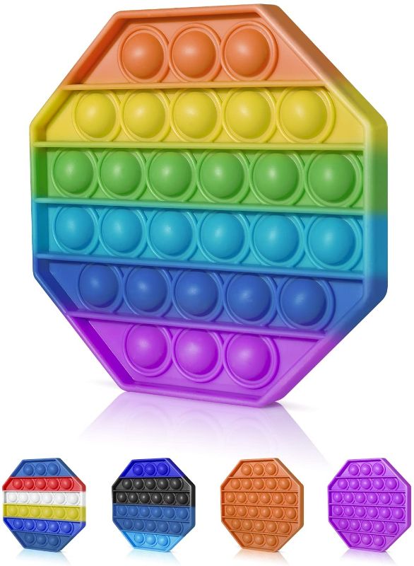 Photo 1 of Dookeh Bubble Pop Fidget Toys - Push Pop Bubble Fidget Sensory Toys Octagon, Rainbow PACK OF 2