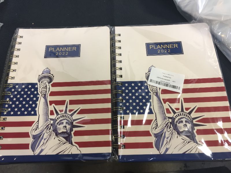 Photo 2 of 2022 Planner - Agenda 2022 with Prelabeled Monthly Tabs, January 2022 - December 2022, 6.3" x 8.4", Twin-Wire Binding, Elastic Closure & Inner Pocket PACK OF 2
