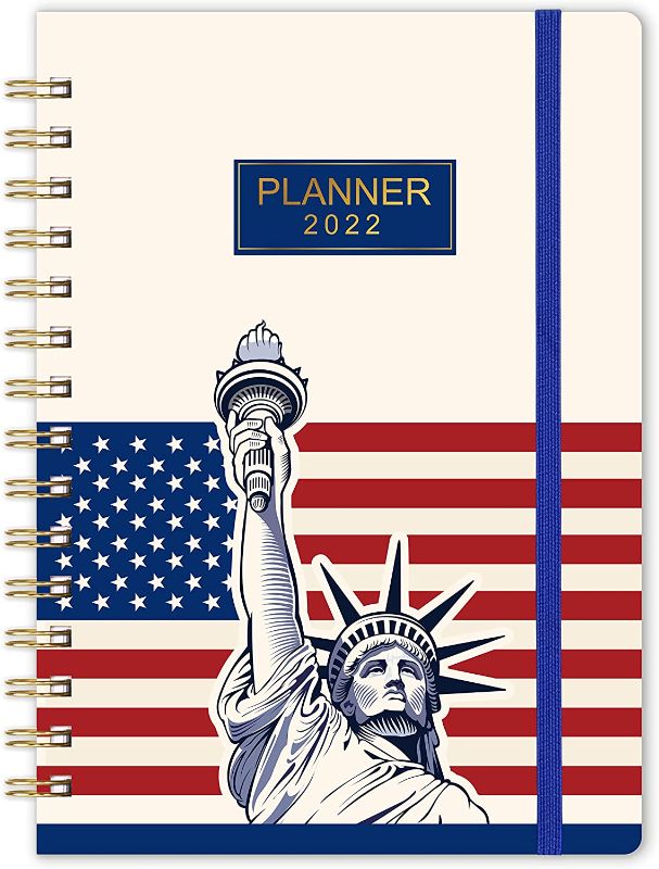 Photo 1 of 2022 Planner - Agenda 2022 with Prelabeled Monthly Tabs, January 2022 - December 2022, 6.3" x 8.4", Twin-Wire Binding, Elastic Closure & Inner Pocket PACK OF 2

