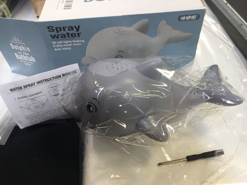 Photo 2 of  BABY BATH TOYS LIGHT PRESCHOOLER TODDLER KIDS GREY SPRAY WATER DOLPHIN IN THE BATHTUB