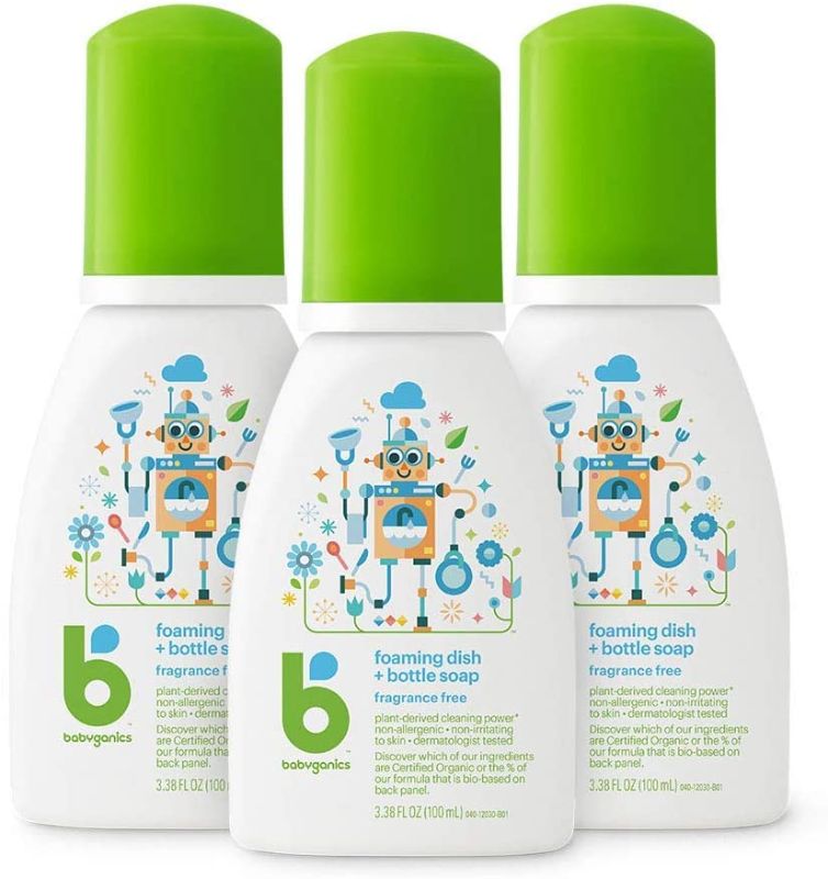 Photo 1 of Babyganics Foaming Dish & Bottle Soap for Travel, Fragrance Free, Packaging May Vary, 3.38 Fl Oz (Pack of 3)
