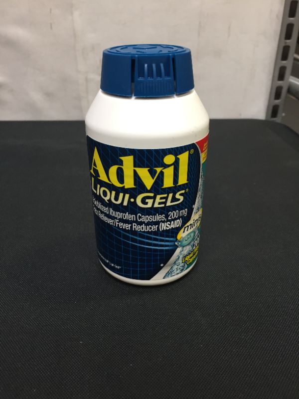 Photo 2 of Advil Liqui-Gels minis Pain Reliever and Fever Reducer, Pain Medicine for Adults with Ibuprofen 200mg for Pain Relief - 200 Liquid Filled Capsules EXP 06.2024