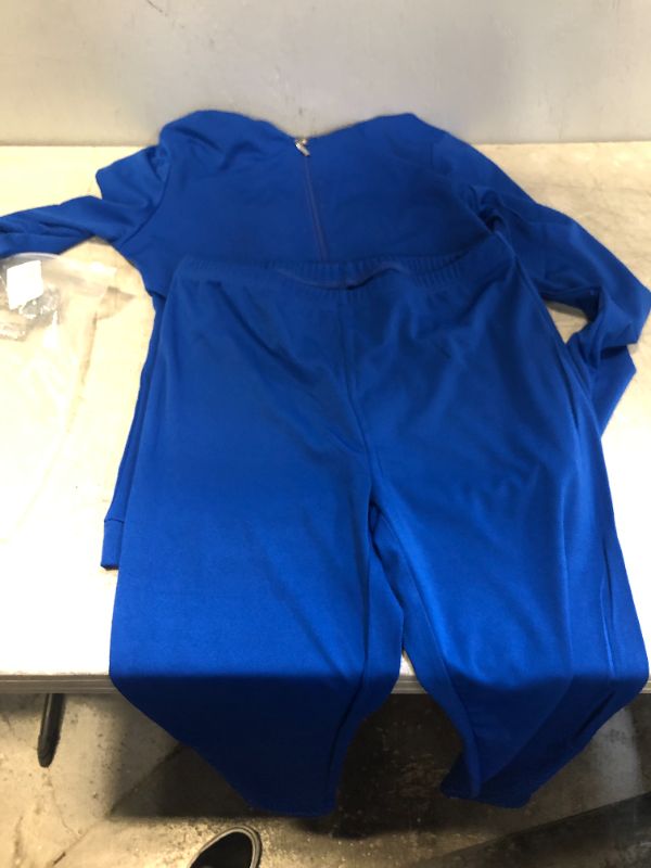 Photo 2 of PRETTYGARDEN Women's Two Piece Tracksuit Set Long Sleeve Zipper Hoodie Jacket with Sweatpants Sweatsuit Jogger Workout Set MEDIUM BLUE 
