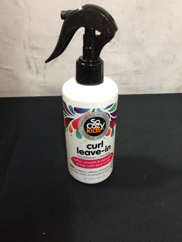 Photo 2 of SoCozy, Curl Spray LeaveIn Conditioner For Kids Hair Detangles and Restores Curls No Parabens Sulfates Synthetic Colors or Dyes, Jojoba Oil,Olive Oil & Vitamin B5, Sweet-Pea, 8 Fl Oz
