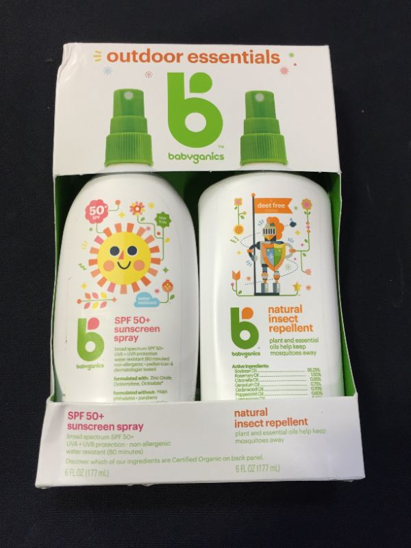 Photo 2 of Babyganics 50 SPF Baby Sunscreen Spray and Bug Spray | Octinoxate & Oxybenzone Free | DEET Free, 6oz each, Combo 2 Pack
EXP MARCH 2023