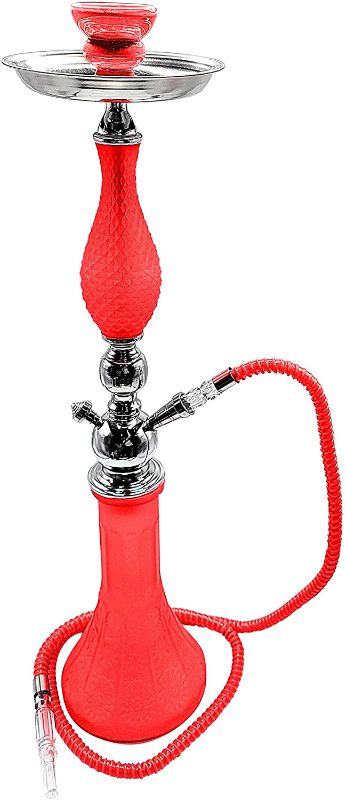 Photo 1 of 25 Inches Inches Lina Complete Hookah Set, Small Modern 1 Hose Hookah Kit with Hookah Accessories - Red Hookah Set
