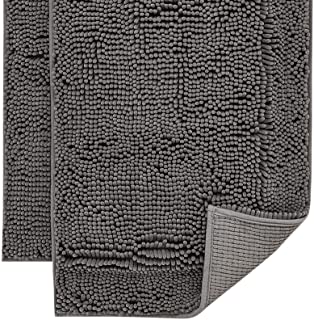 Photo 1 of MIULEE Chenille Bathroom Rugs Sets 2 Piece Non-Slip Bath Mat Shaggy Absorbent Thick Bath Rugs for Bathroom Plush Floor Mats Rugs Machine Washable (20" x 32", Grey)
