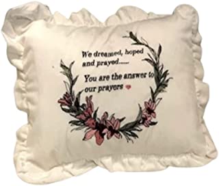 Photo 1 of Decorative Throw Pillow for Girls Soft and Plush with Embroidered Message Baby Nursery Décor, Cute Throw Pillow, Thoughtful Adoption Gift White Rectangular Pillow 16" x 12"
