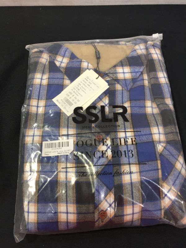 Photo 1 of SSLR MEN'S PLAID SHIRT FLEECE LINED BUTTON DOWN LONG SLEEVE FLANNEL SHIRT FOR MEN LARGE 