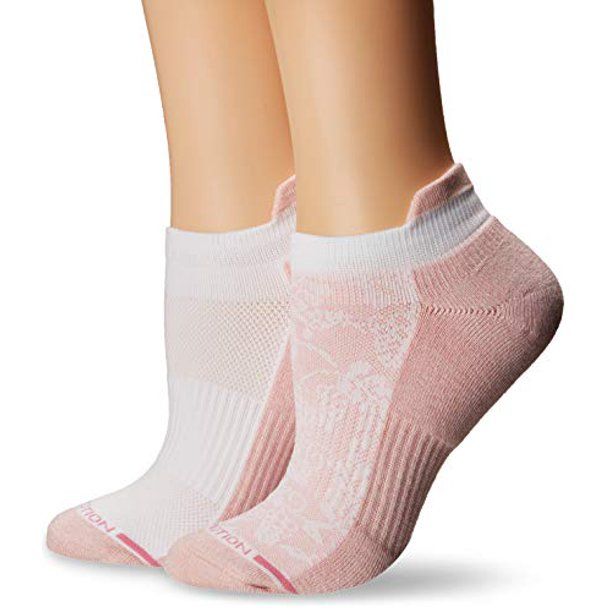 Photo 1 of Dr. Motion Women's 2PK Dr. Motion Compression Low Cut Socks Socks Hosiery, Pale Salmon/White tri color dots, SIZED 4-10
