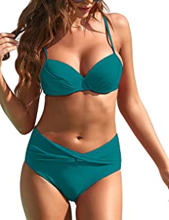 Photo 1 of ALYCASO Push Up Underwire Swimsuits for Women Twist High Waisted Triangle Bikini Two Piece Bathing Suits BRAND NEW, SIZE LARGE 